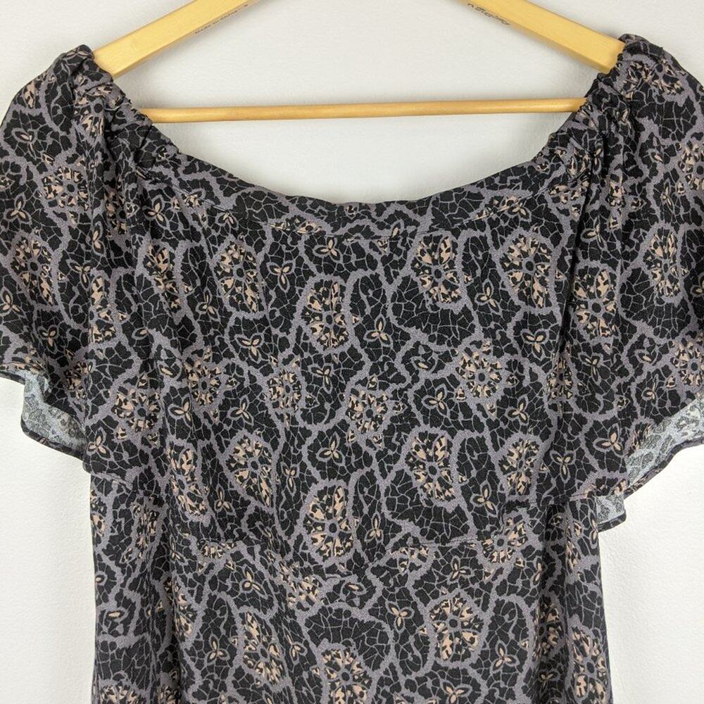 Free People Patterned Ruffle Off the Shoulder Top - Picture 3 of 7